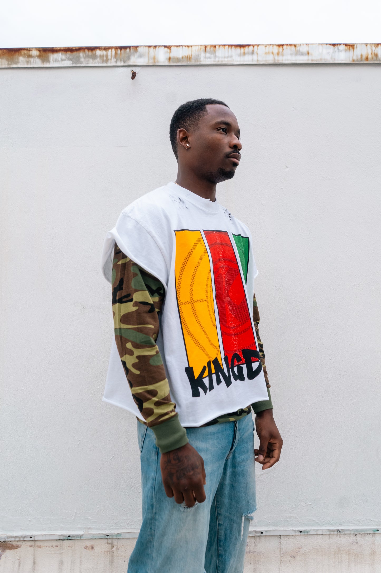 Double Layer Target Camo Oversized Longsleeve Tee