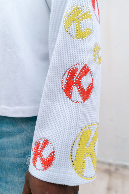 Rhinestone Thermal Longsleeve Raglan Tee