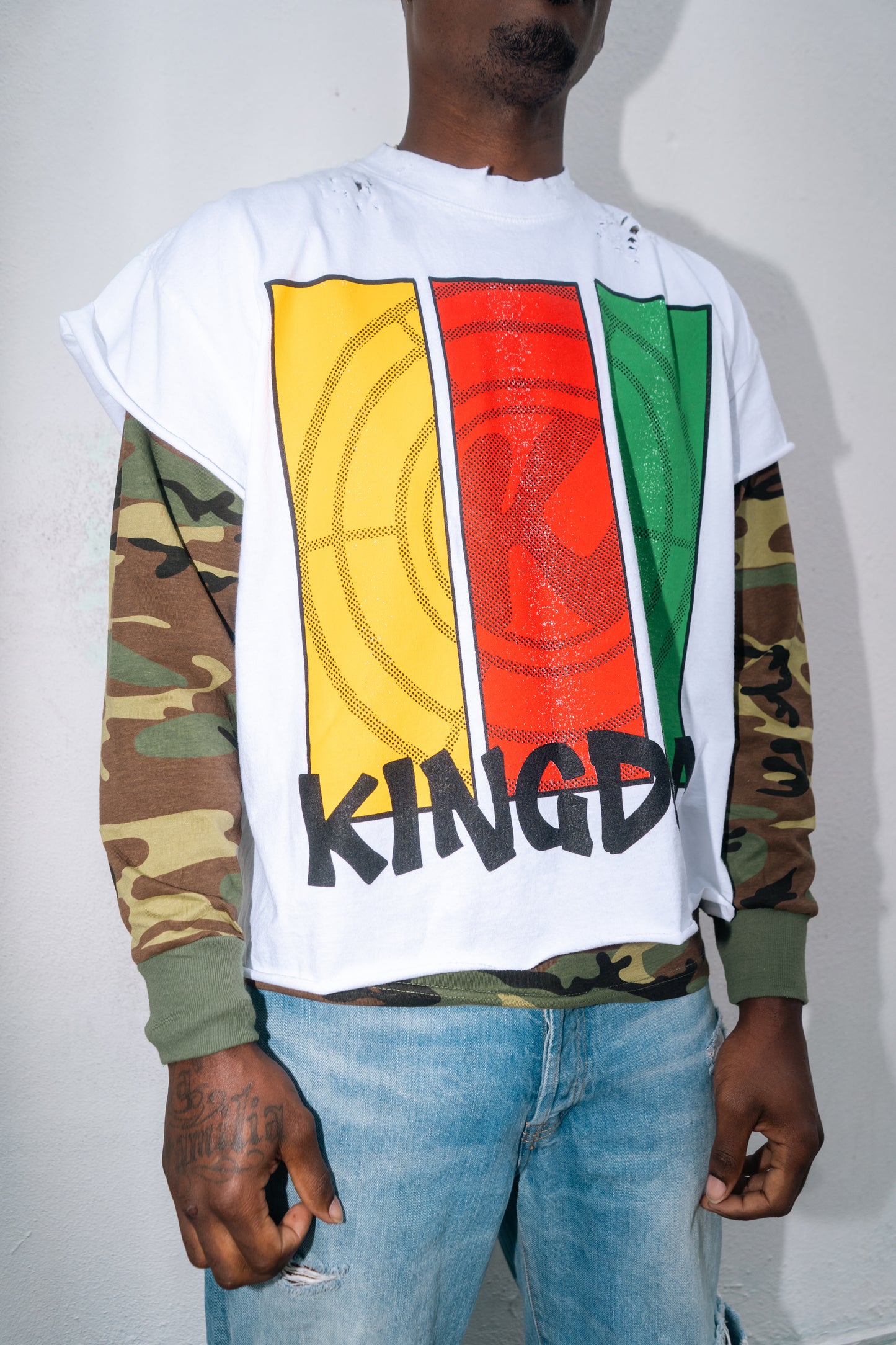 Double Layer Target Camo Oversized Longsleeve Tee