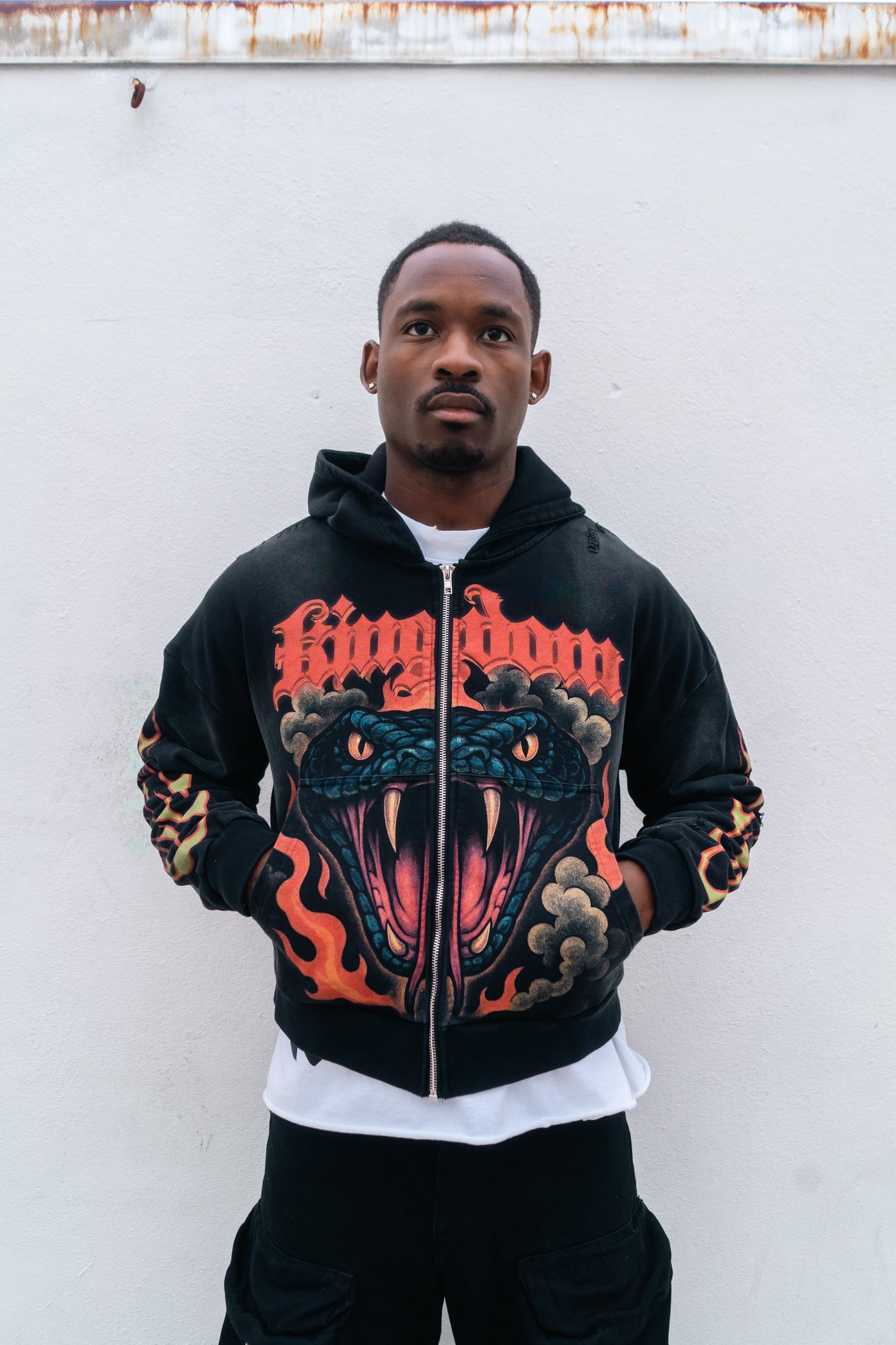 Python Cropped Zip Up Hoodie