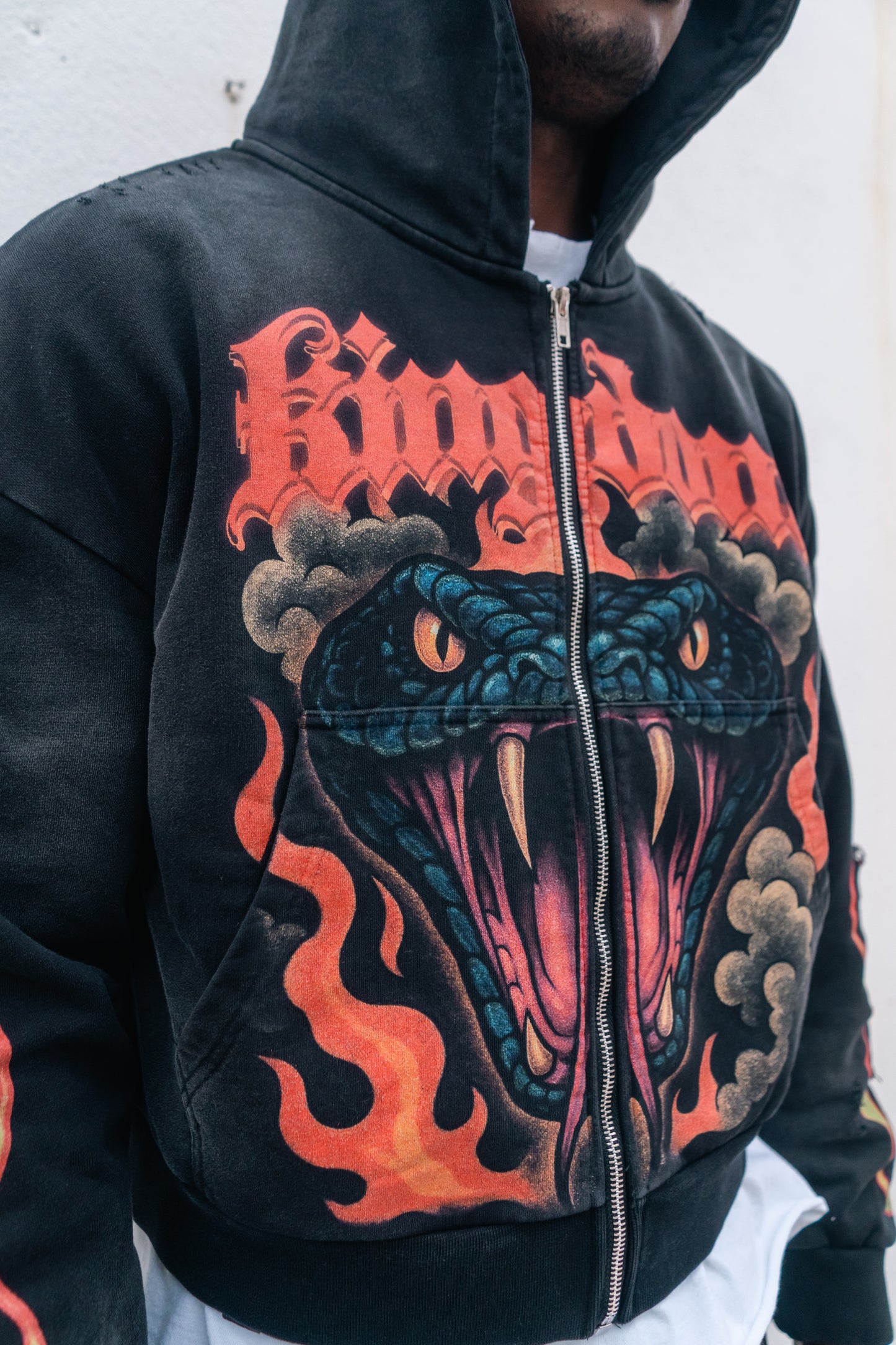 Python Cropped Zip Up Hoodie