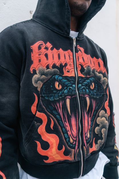 Python Cropped Zip Up Hoodie