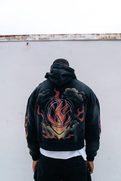 Python Cropped Zip Up Hoodie